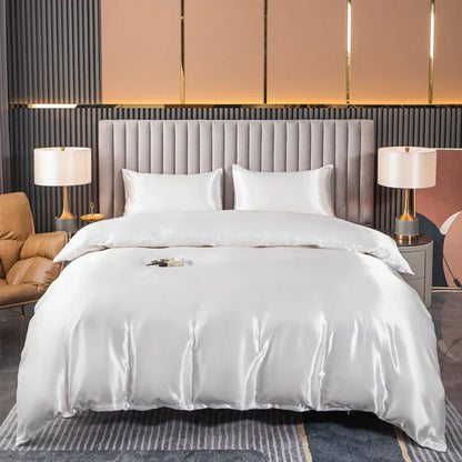 Комплект от 3 части – сатенен калъф за завивка, мек и деликатен, за нощи с нотка лукс